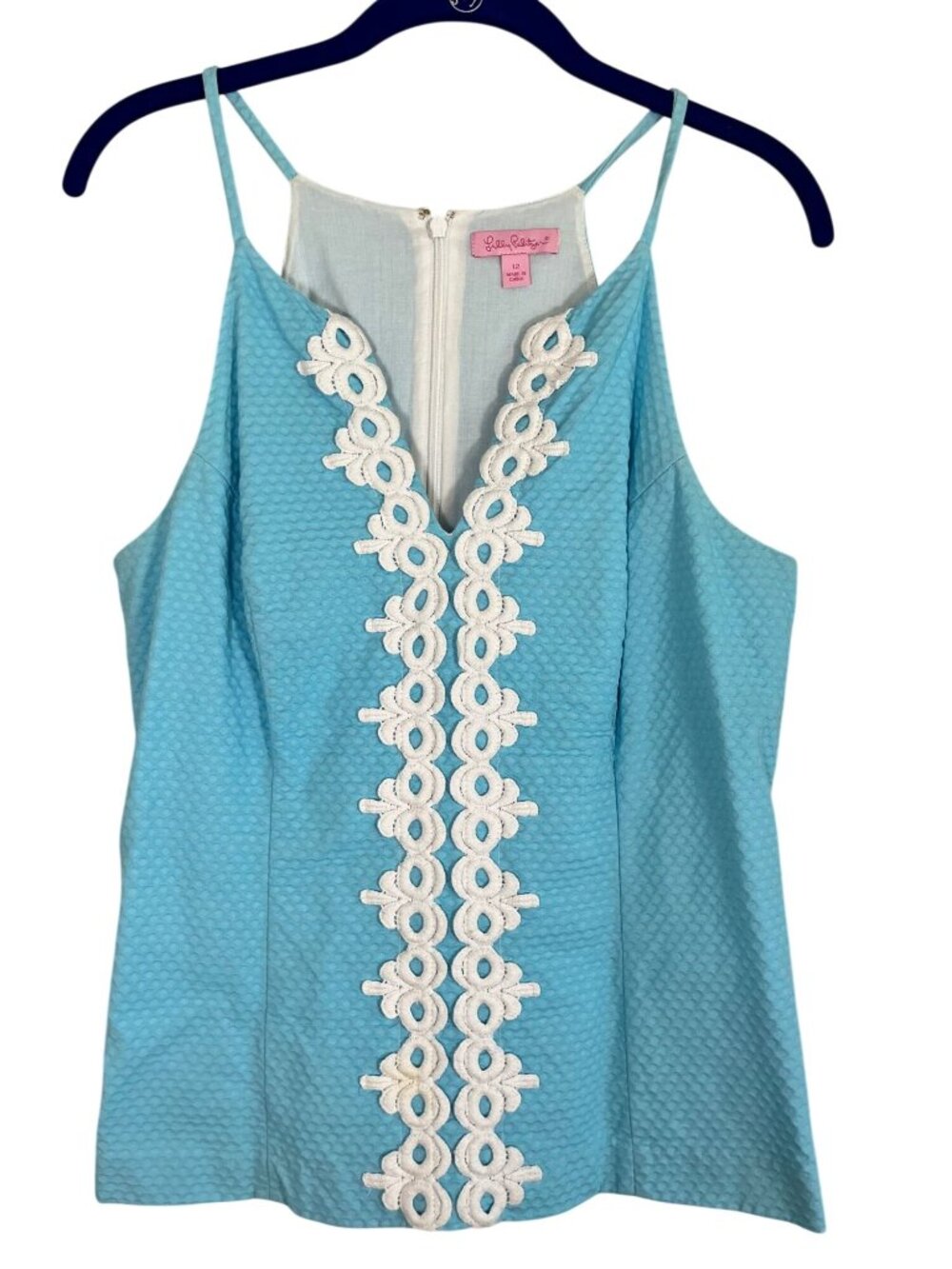 Lilly Pulitzer Halter Top Blue 12 Floral Lace Resort Preppy Summer Colorful Chic